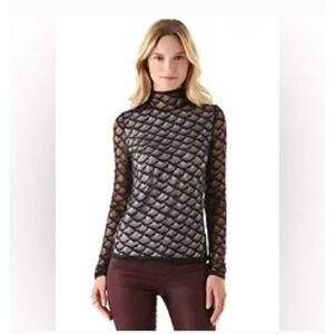 Diane vonFurstenberg Surya High Neck Lace Top Size 10